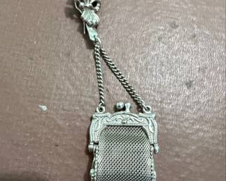 Vintage Sterling Silver Miniature Purse Chatelaine Charm