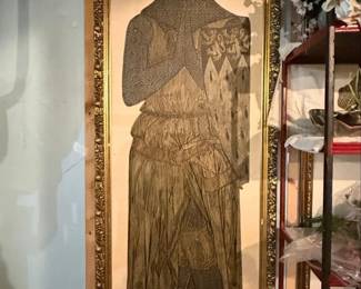 Vintage Brass Rubbing of a Knight with Lion and Heraldic Shield