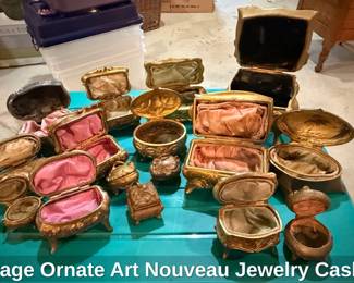 Vintage Ornate Art Nouveau Jewelry Caskets