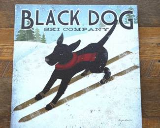 Black Dog Ski Company Skiing Dog Canvas Wall Art – 18" x 18"