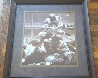 Large Framed Vintage Football Action Print – 32" x 35" - Wall Art