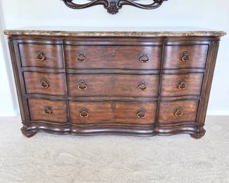 Thomasville Hills of Tuscany 9-Drawer Dresser with Marble Top – 75"W
