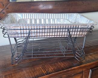 Set of 3 Large Buffet Serving Racks with Aluminum Pans