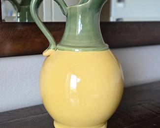 Oversized 17" Yellow & Green Ceramic Decorative Pitcher - Decor