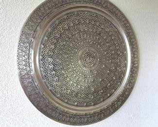 Pottery Barn 38" Antiqued Silver Mandala Metal Wall Disc - Decor