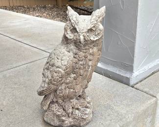 Heavy Solid Concrete Owl Garden Statue – 21" Tall