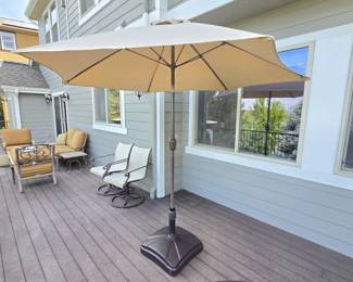 Large Patio Umbrella with Weighted Base Stand – Beige