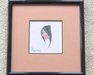 Mars Biggoose (1943–2000) Original Native American Portrait Painting, Signed & Dated 1983