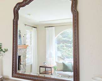 Howard Lorton Large Carved Wood Beveled Mirror – 44"W x 54"H