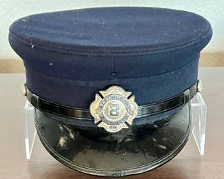 Vintage Firefighter Dress Uniform Cap, Fire Department Badge No. 2, Visor, Fireman Hat