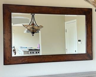 Large 60” Pottery Barn Benchwright Wall Mirror in rustic mahogany finish