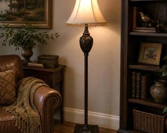Ornate Traditional 5' Floor Lamp with Beaded Shade