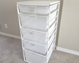 Elfa 5-Drawer Mesh Storage Unit with Solid Top – White