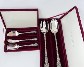 Silver Plated Serving Utensil Set by Godinger American Silversmith Collection- Salad Fork & Spoon + 3pc. Set