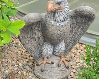 Heavy Cast Stone Bald Eagle Garden Statue – 23" Tall - Patio Outdoor Decor