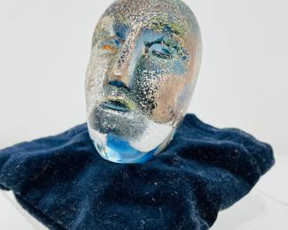Kosta Boda Gallery- Bertil Vallien 3-Dimensional Art Glass Human Head Sculpture- "Brain Series" Signed by Artist