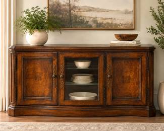Bernhardt Burl Wood 3-Door Media Console / Credenza