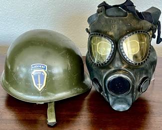 U.S. Military M1 Helmet Airborne “Follow Me” Decal & M40 Gas Mask Lot