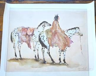 Carol Grigg “The Giveaway III” Offset Lithograph – Native American & Appaloosa Horses