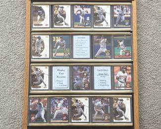 Oak Baseball Card Wall Display with Slide-Out Cardholders