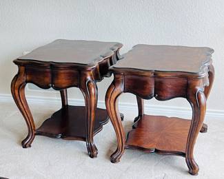 Thomasville Hills Pair of Brunello Scalloped End Tables- Traditional Italian Country w/ Drawer 27”x23” Furniture