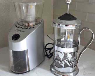 Capresso Burr Coffee Grinder & Glass French Press