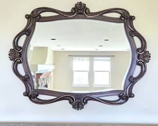 Thomasville Hills of Tuscany Carved Wood Beveled Wall Mirror with Gold Accents – 56" x 43"