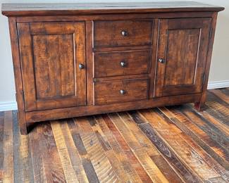 Pottery Barn Rustic Mahogany Buffet -66” Benchwright Cabinet - Furniture