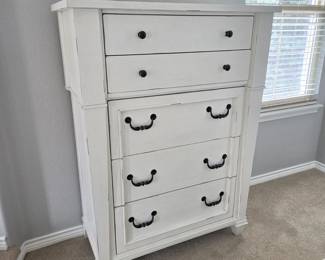 Folio 21 Newport 5-Drawer Chest – Antique White, Cedar-Lined Drawer – 54" - Farmhouse Furniture