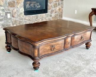 Thomasville Hills Brunello Scalloped Coffee Table- Traditional Italian Country w/ Drawers- 59" x 40"- Furniture