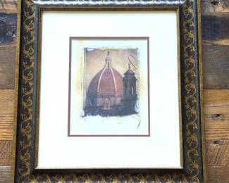 Framed Florence Duomo Architectural Art Print – Ornate Black & Gold Frame