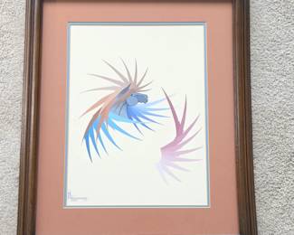 Mars Biggoose (1943–2000) Original Native American Horse Painting, Signed 1983