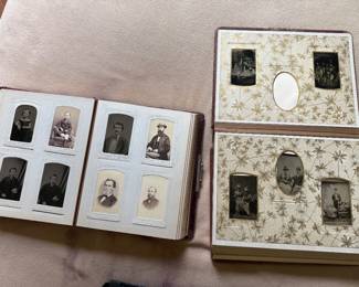 Several antique CDV and tin type photo albums, hundreds of photos