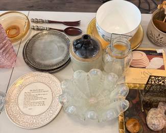 Iridescent Shell Bowl, Silver plated plates