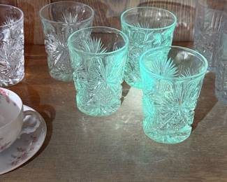 antique cut glass, UV reactive