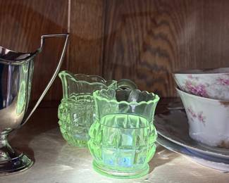glass creamer pitchers, UV reactive