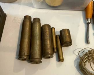 assortment of brass metal casings