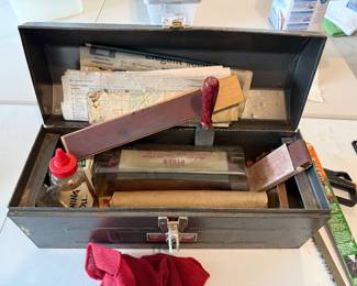 Blade sharpening box, many items