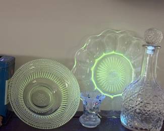 vintage Indiana Glass items, reactive under UV light