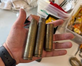 assortment of brass metal casings