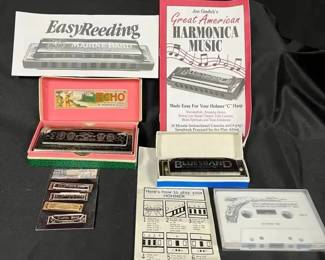Vintage Hohner  Bluesband Harmonicas With Cases, Music Books  Accessories