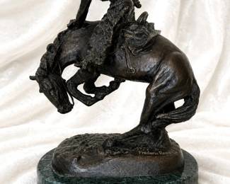 Frederic Remington Rattlesnake Western Cowboy Bronze Style Sculpture