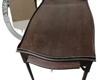 Vintage Tea Table  Etched Oval Mirror