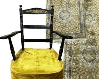 Vintage Platform Rocker Chair  2 Accent Rugs Retro Set