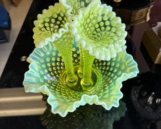 Fenton Vaseline Glass Epergne