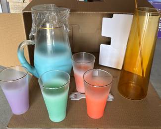 Vintage Mid-Century West Virginia "Blendo" glass & pitcher set