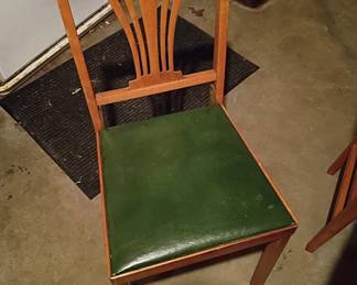 4 Vintage wooden & green chairs