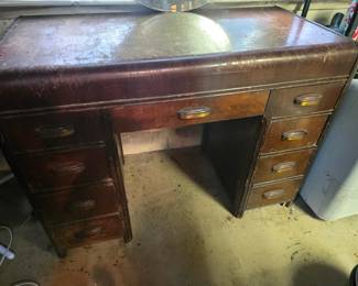 Desk w/8 Drawers - needs refinishing
