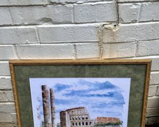 Rome Collosseum Watercolor, Framed