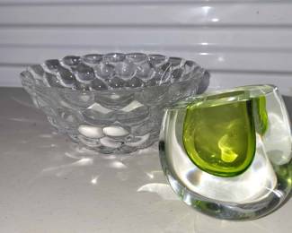 Orrefors bowl and Murano vase